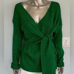 SHEIN Green Front Wrap Sweater